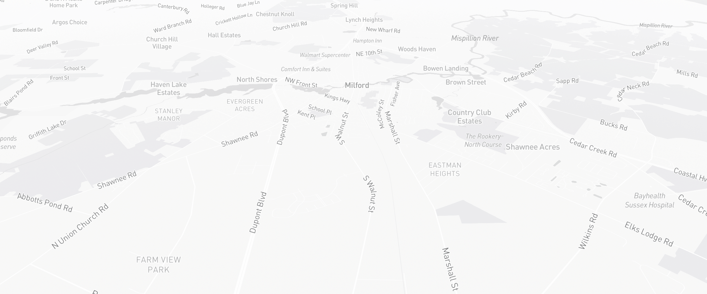 Neighborhood map of Milford, DE — the area served by Life Insurance Agents of Milford Group